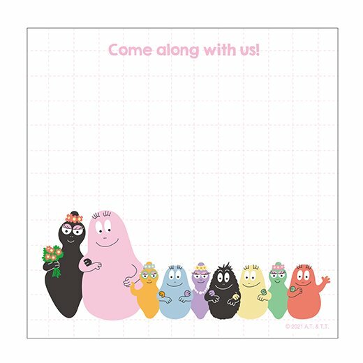 สมุดฉีก Barbapapa Square Memo จากญี่ปุ่น ลาย Family ขนาด 10 x 10 x 1 ซม. มี 4 ลาย รวม 120 แผ่น