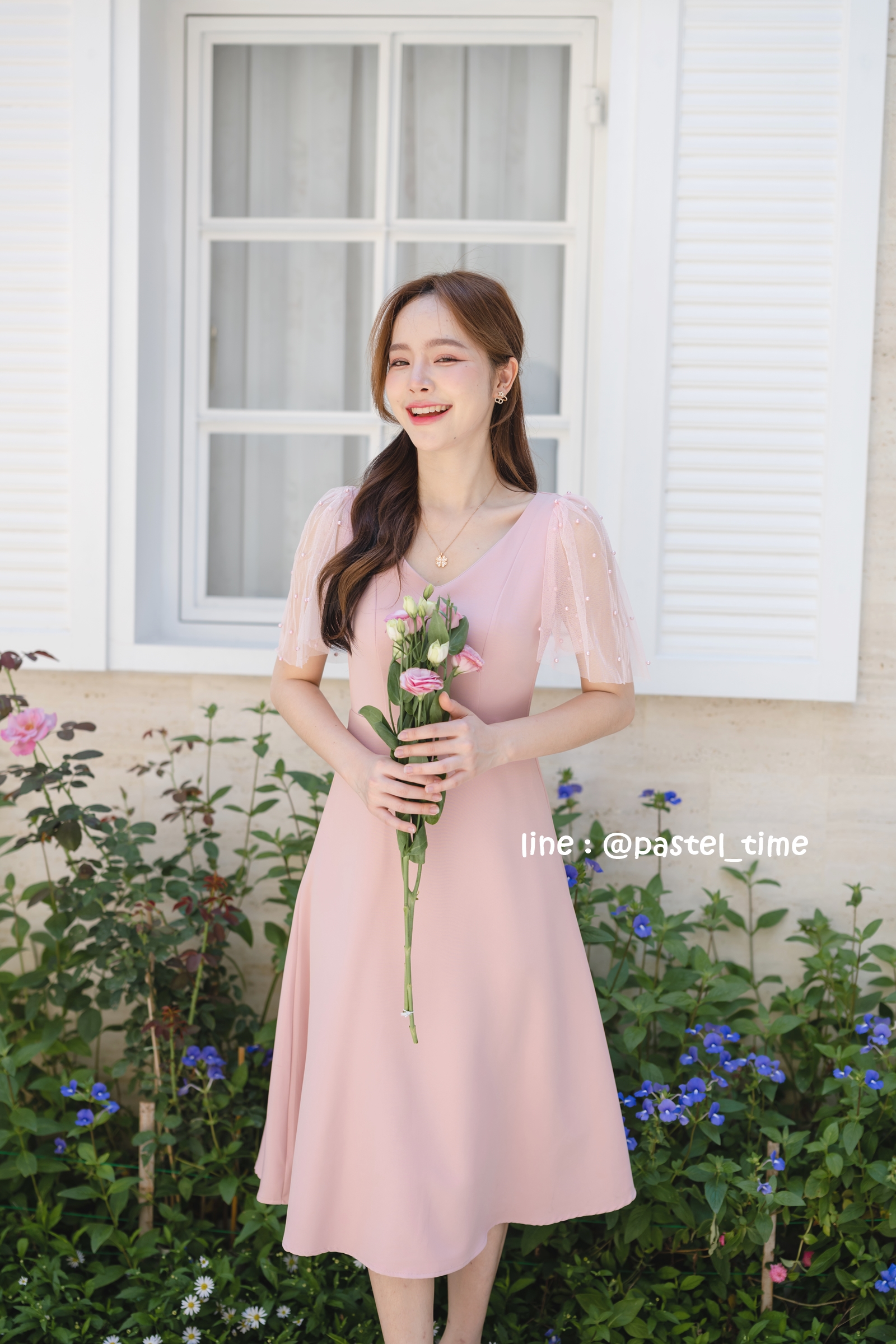 Dear Darling Midi Dress - สีชมพู