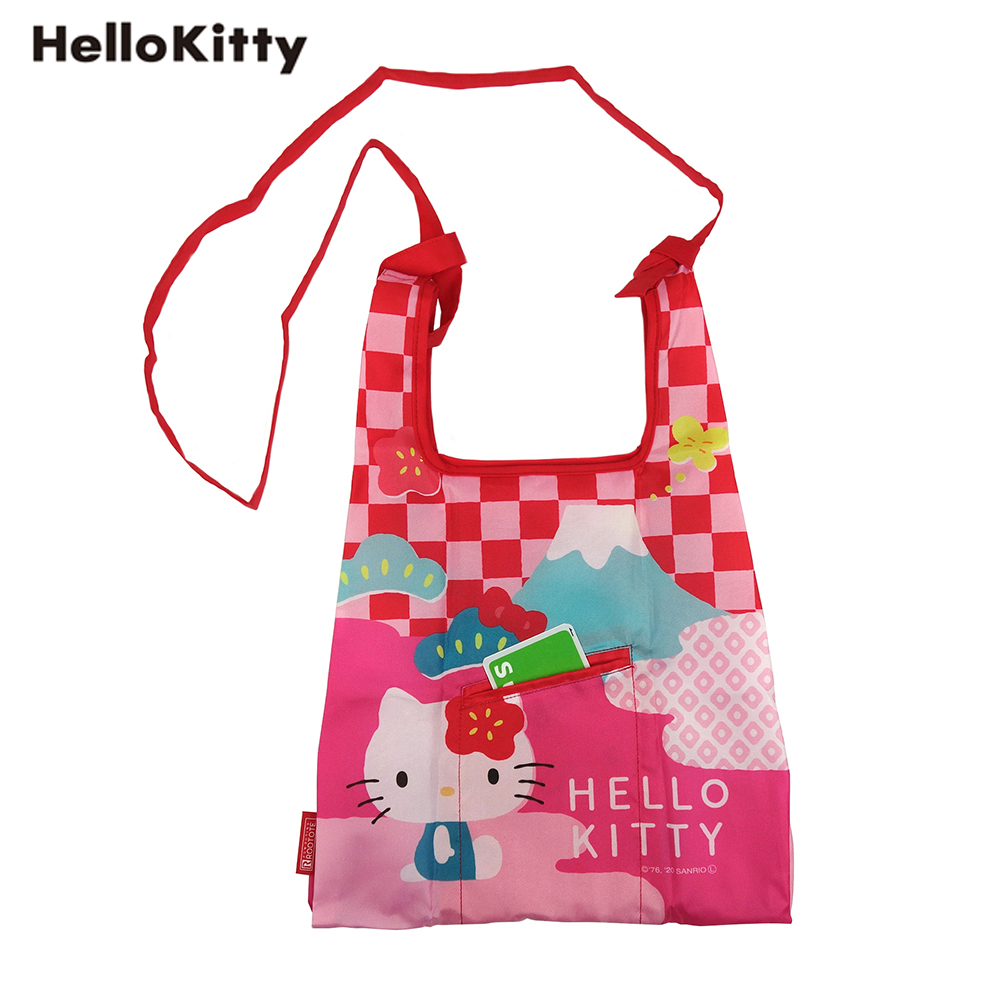 กระเป๋าสะพายพับได้แบรนด์ ROOTOTE Japan รุ่น ROO-Shopper x Hello Kitty แบบ Fujisan สีแดง ขนาด 26 x 37 x 4 ซม. สายยาว 105 ซม. สะพายข้างได้ พับได้ พกพาสะดวก