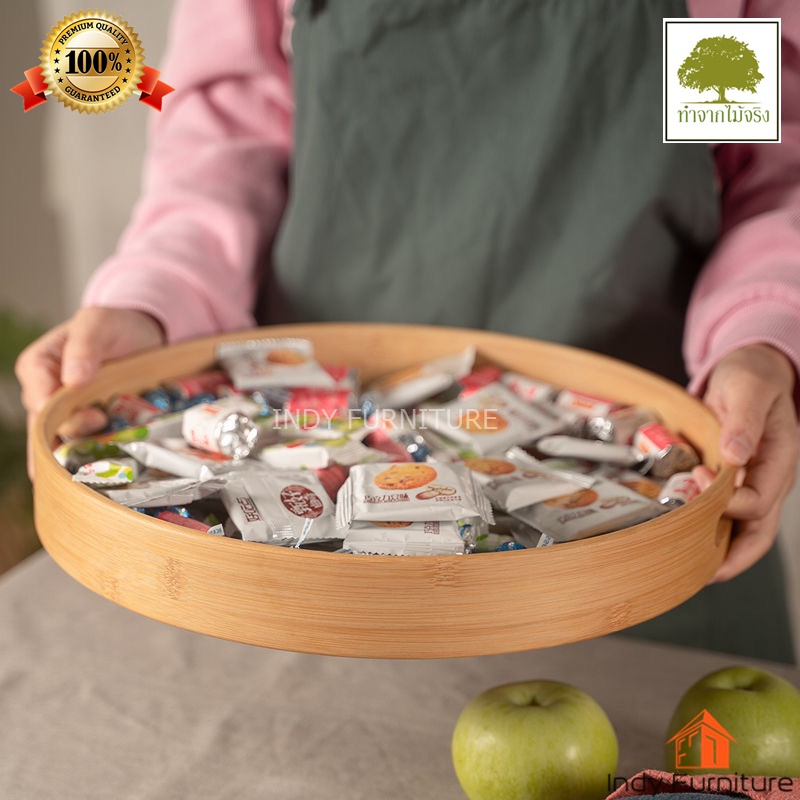 ถาดไม้ไผ่กลม รุ่น Bamboo ขนาด 25x25x4.5 cm. สีธรรมชาติ