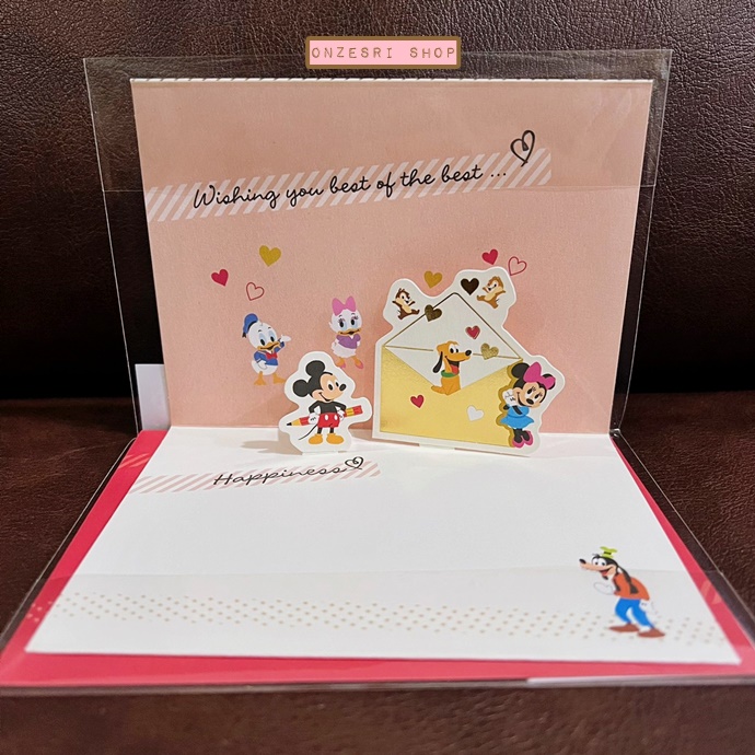 Disney Pop Up Card From Hallmark Japan การ์ดเปล่าลาย Disney Happy Together ขนาด 10.8 x 14.8 x 0.2 ซม.