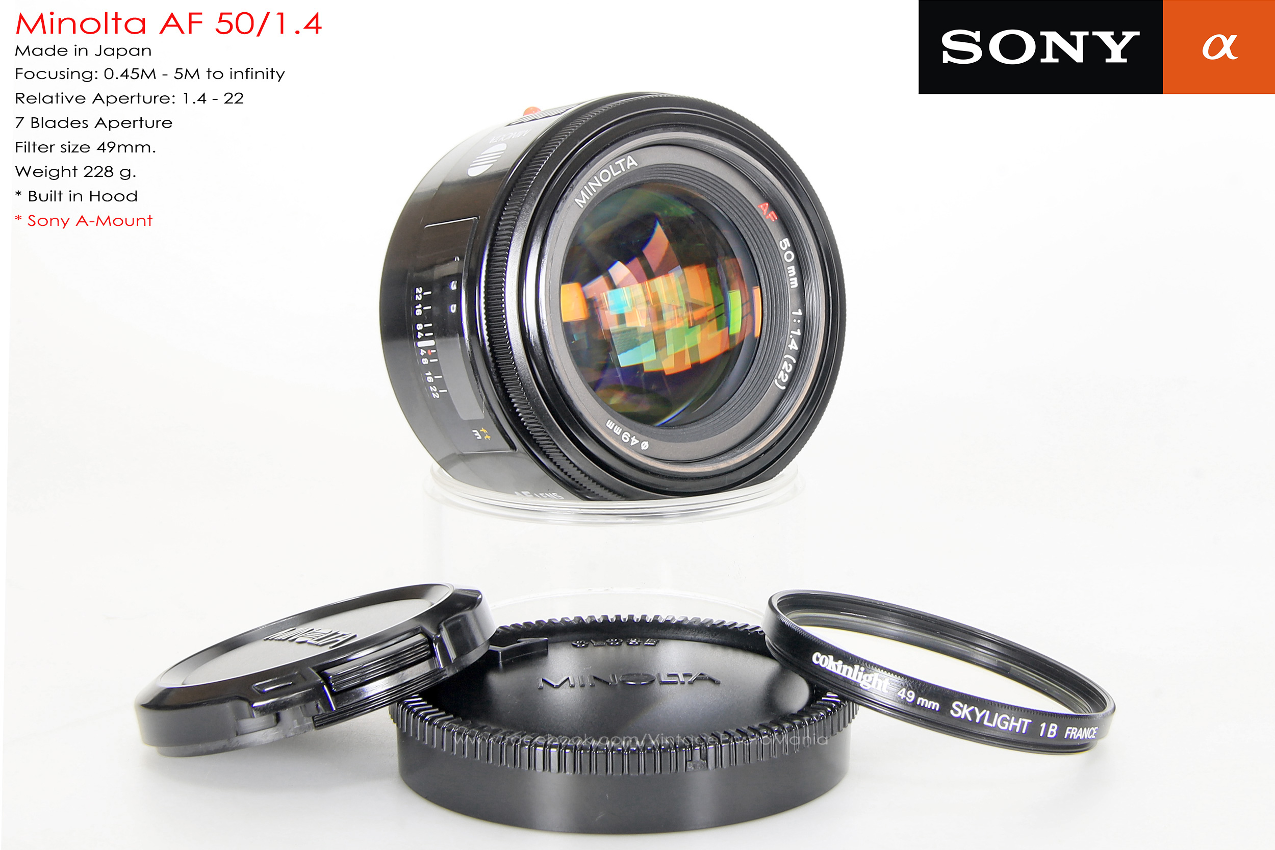 Minolta AF 50/1.4 *Sony A Mount เลนส์ไวแสงละลายฉากหลังสวยสำหรับกล้อง Sony DSLR