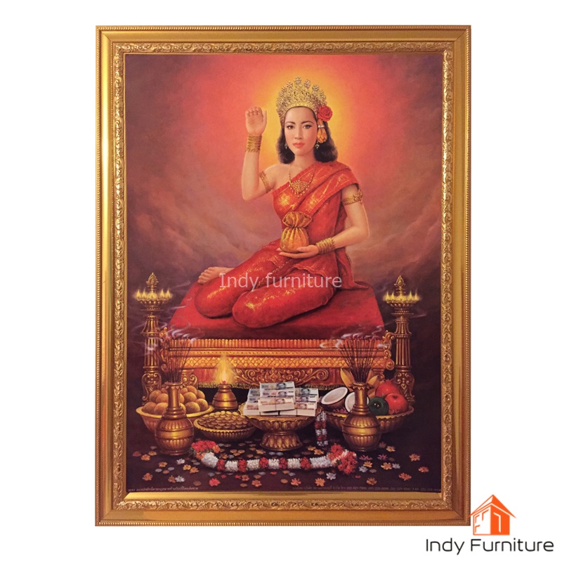 กรอบรูป นางกวักเรียกทรัพย์ (ค้าขายร่ำรวย) ขนาด 46x59 ซม. (9241)