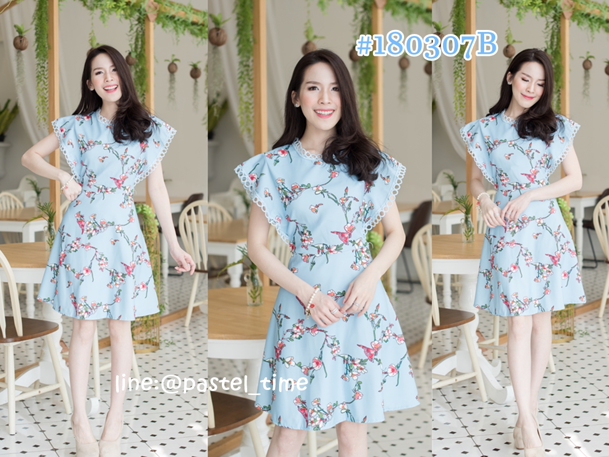 Pretty Blossom Dress – สีฟ้า