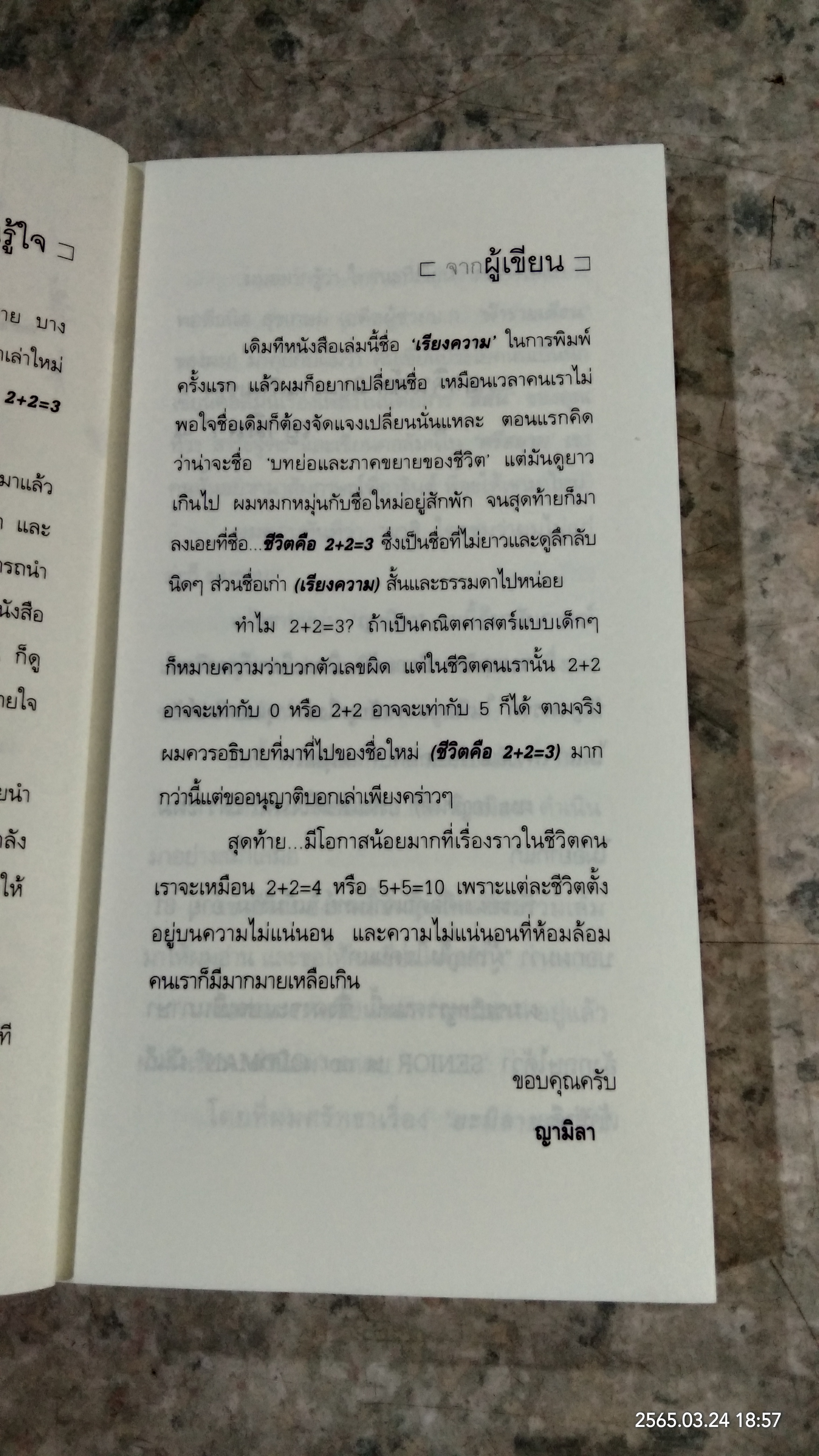 ชีวิตคือ 2+2=3 / ญามิลา