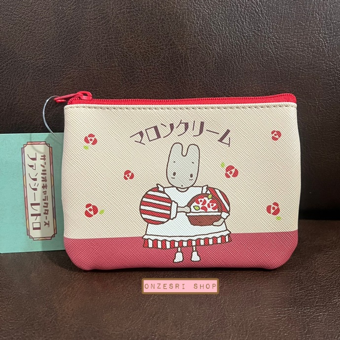 กระเป๋า Sanrio Characters Fancy Retro Collection Pouch & Tissue Case แบบ Marron Cream ด้านหลังใส่ทิชชู่ได้ มีซิปปิดเปิด ขนาด 13 x 9.5 x 0.7 ซม. ทำจาก PVC