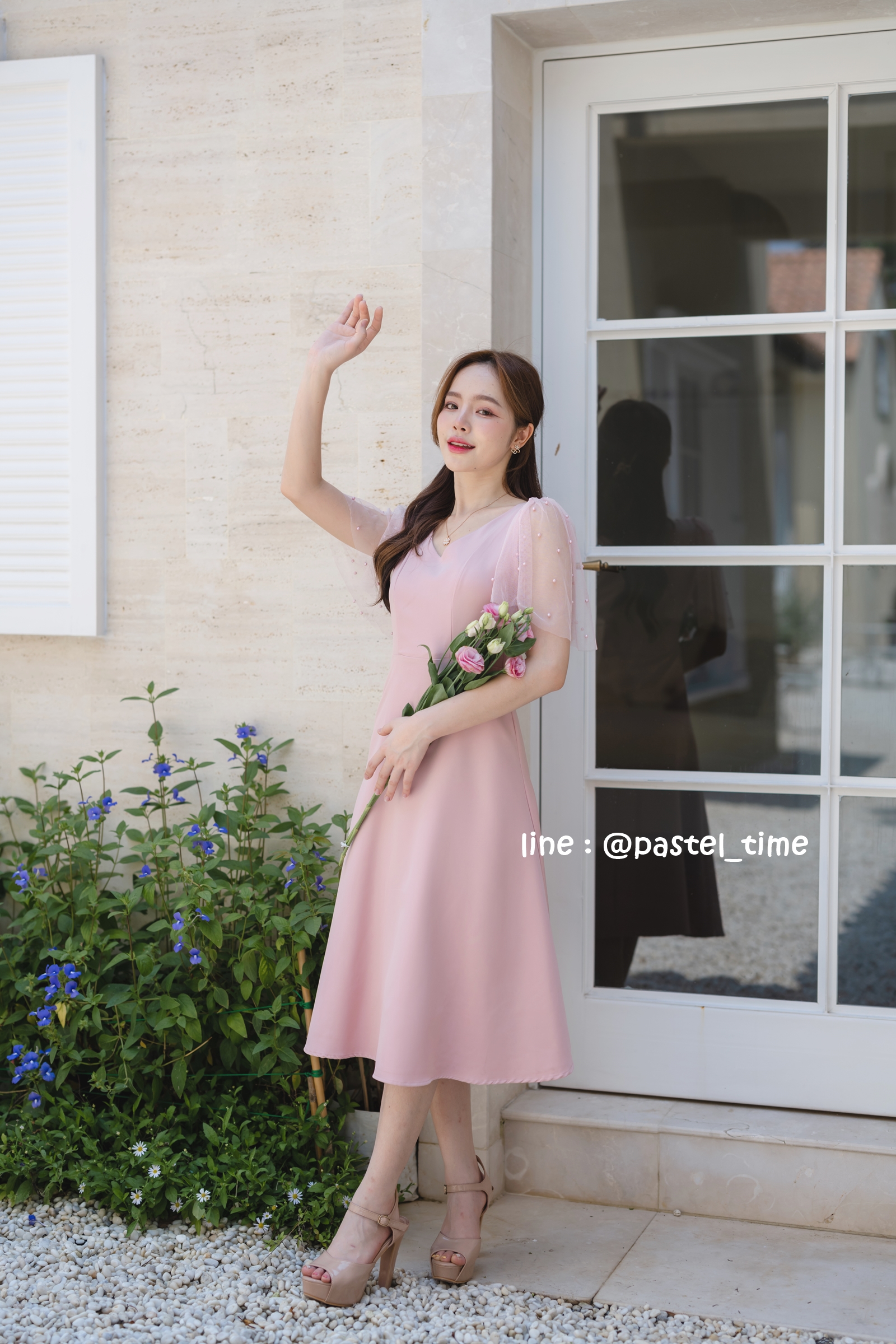 Dear Darling Midi Dress - สีชมพู