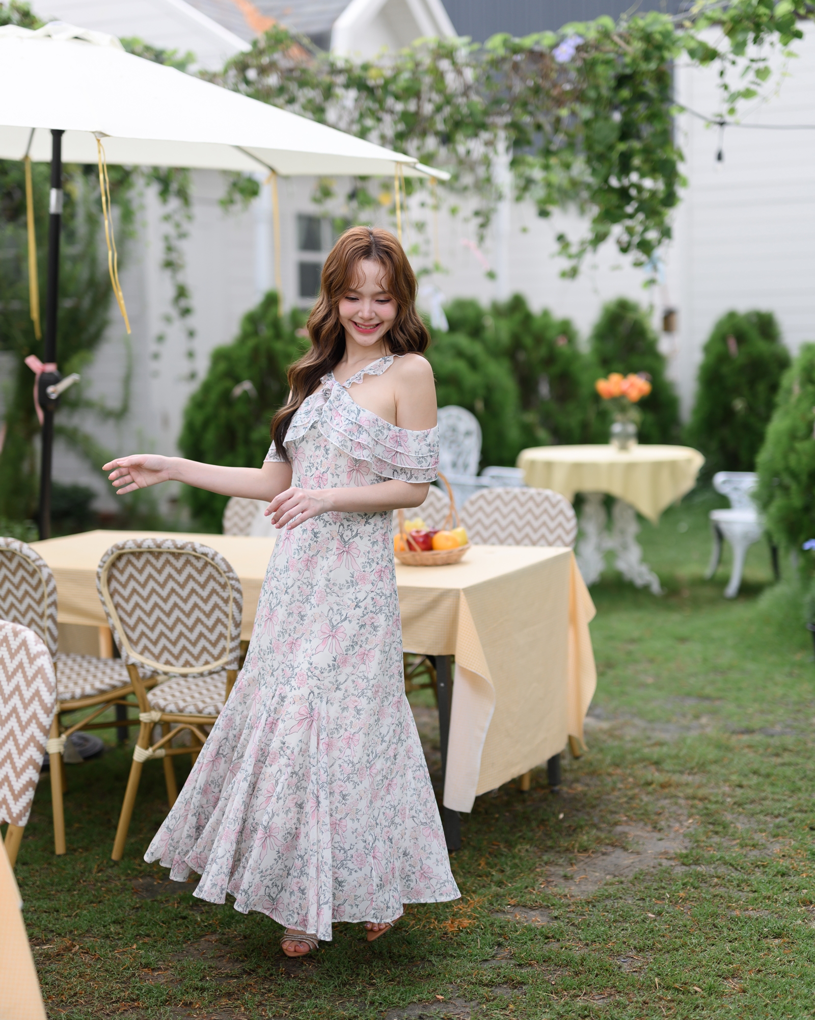 Coquette Bow Off-Shoulder Maxi Dress