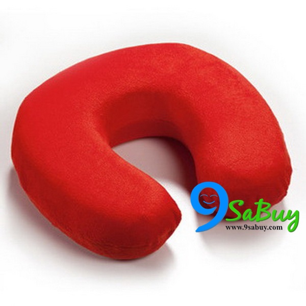 พร้อมส่ง หมอนรองคอ หมอนเดินทาง รูปตัว U memory foam สีแดง