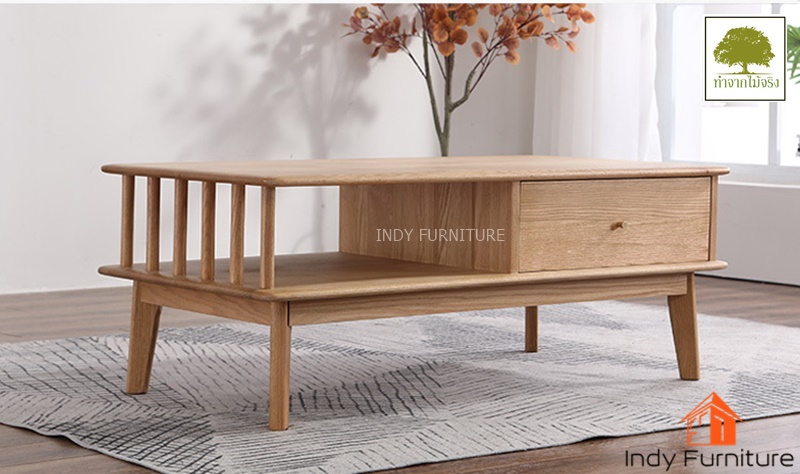 โต๊ะกลาง ไม้ยางพารา รุ่น Coco-CT120 สีธรรมชาติ