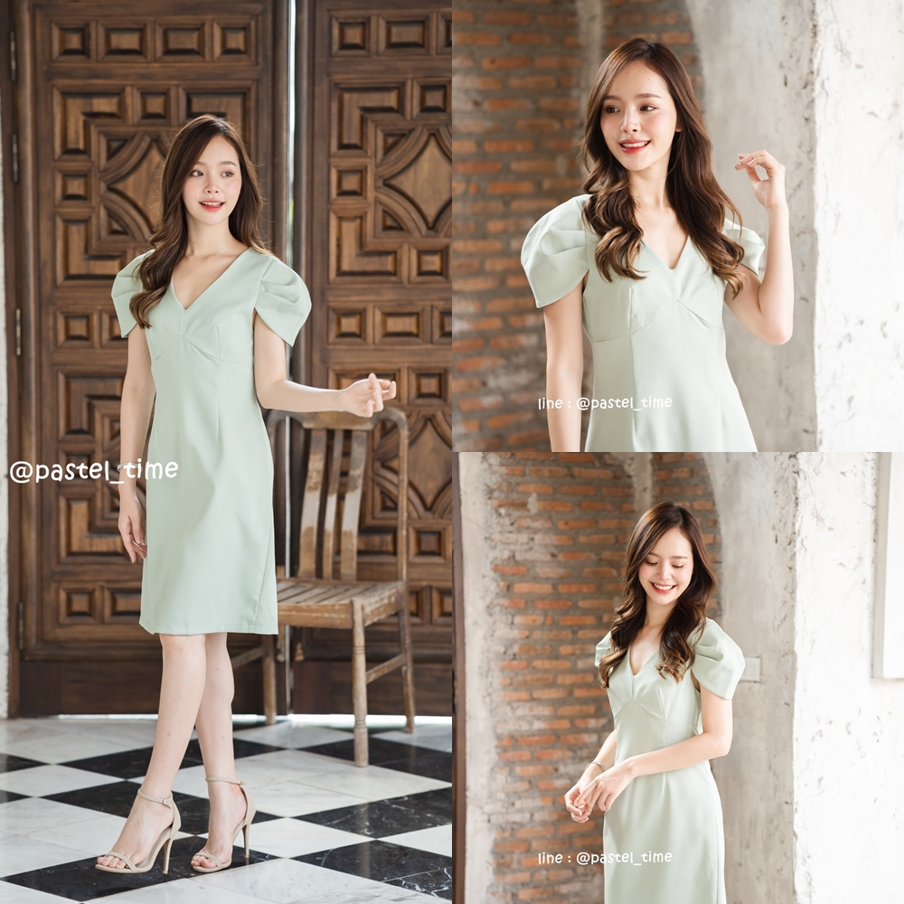 Beth Cozy dress – สีเขียวมัทฉะ [Made by Pastel Time]