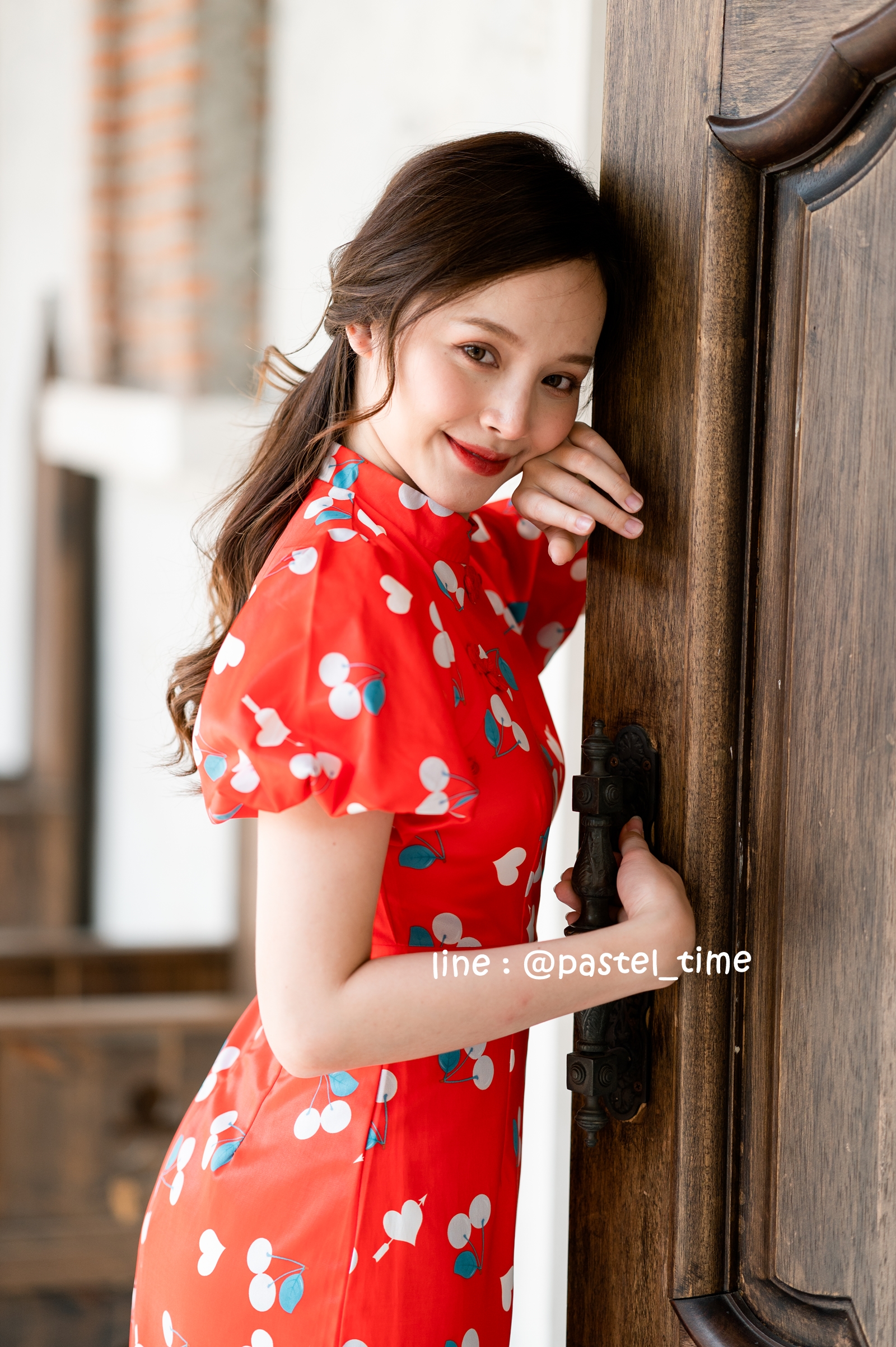 Cherry Ang Pao Dress เดรสกี่เพ้าคอจีนสีแดง