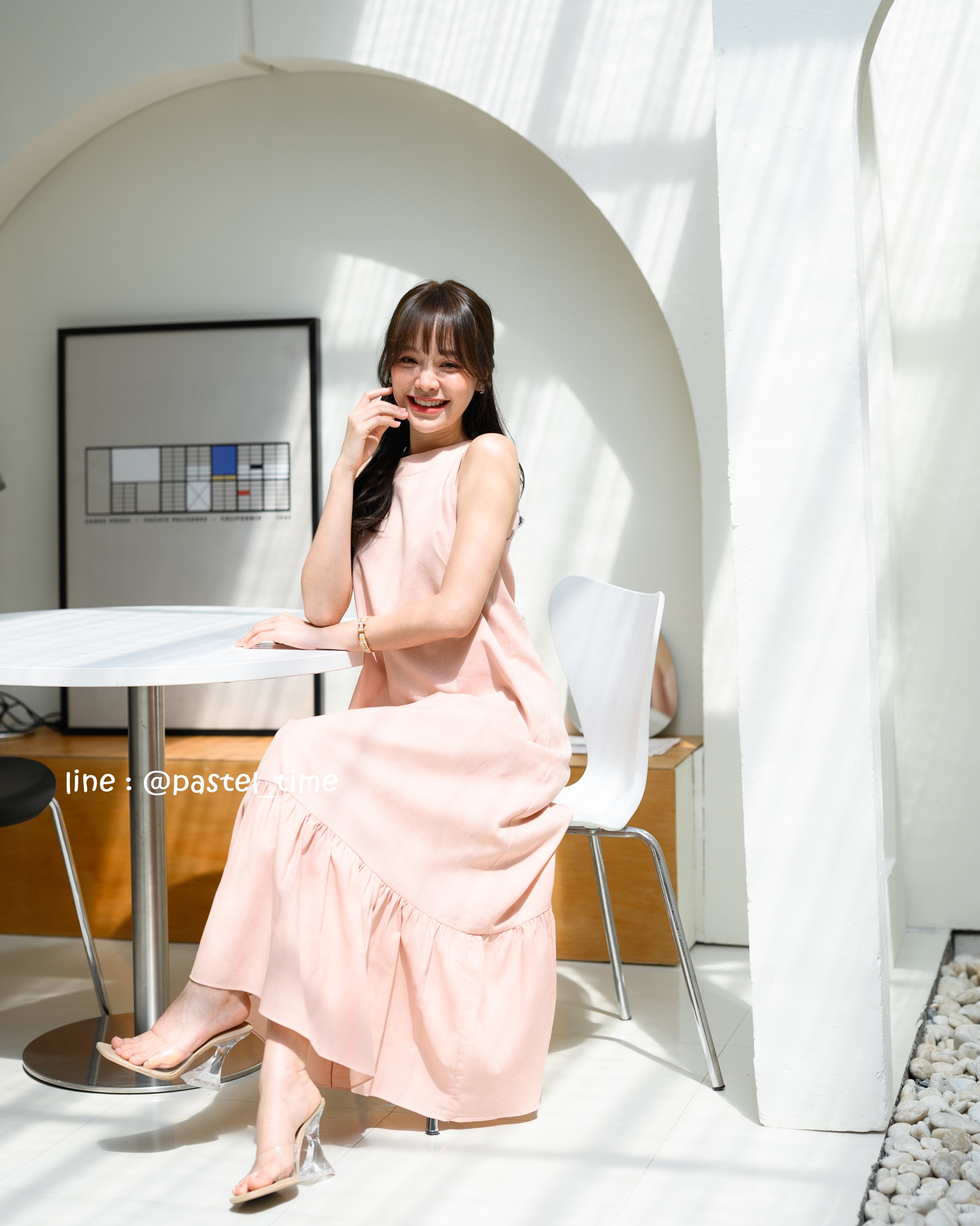 Clio Vest Linen Maxi dress - สีชมพู