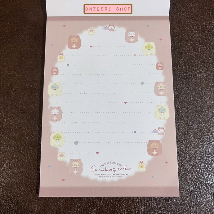 สมุดฉีก Sumikko Gurashi Ouchi de Kuma แบบสีชมพู ขนาด 14.8 x 10.5 ซม. มี 4 ลาย รวม 100 แผ่น