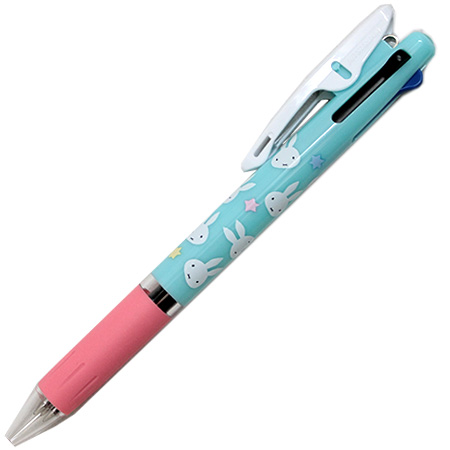 ปากกา Jetstream 0.5 ลาย Miffy สีชมพูฟ้า หมึกมี 3 สี แดง ดำ น้ำเงิน ตรงที่เสียบเป็นแบบคลิป ติดแน่น