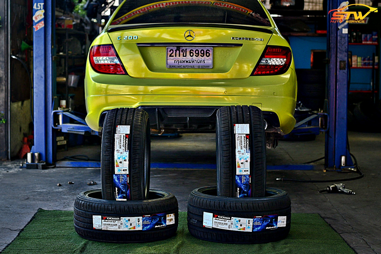 ยาง YOKOHAMA ADVAN dB V552 F 225/40R18 92W R 255/35R18 94W ติดตั้งใส่ Mercedes Benz C200