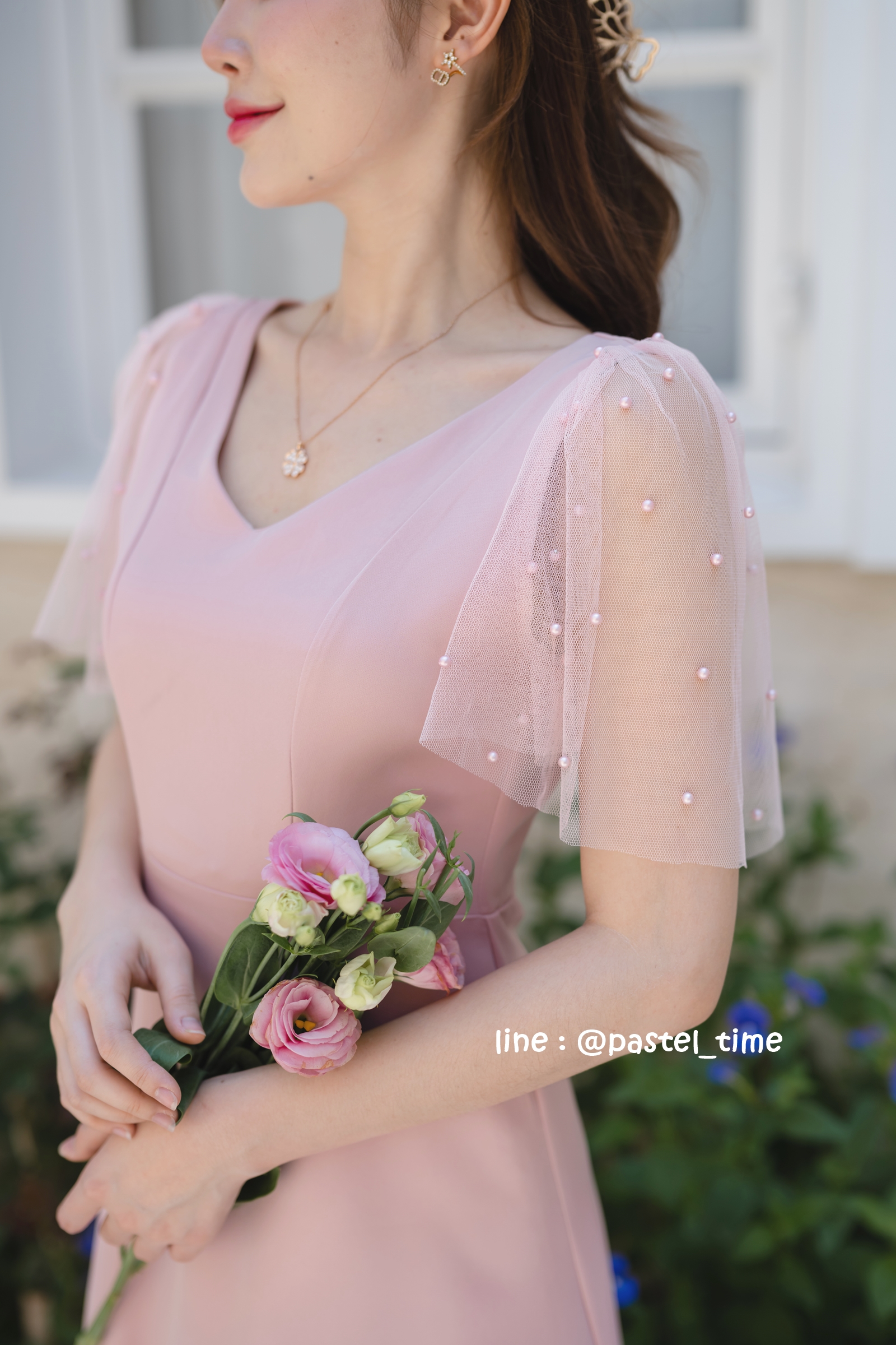 Dear Darling Midi Dress - สีชมพู