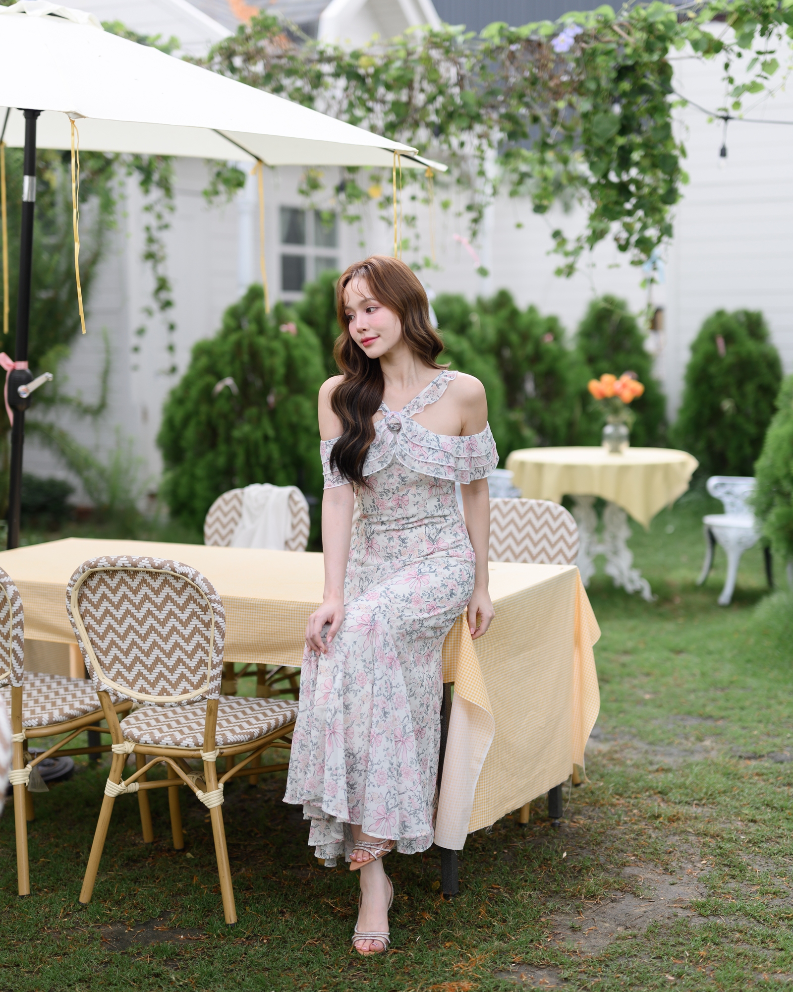 Coquette Bow Off-Shoulder Maxi Dress