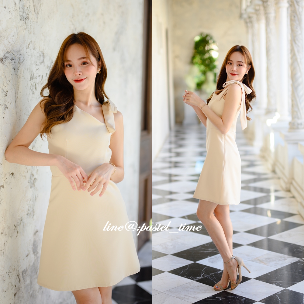 Piper Bow Dress - ครีม **มีแต่L**