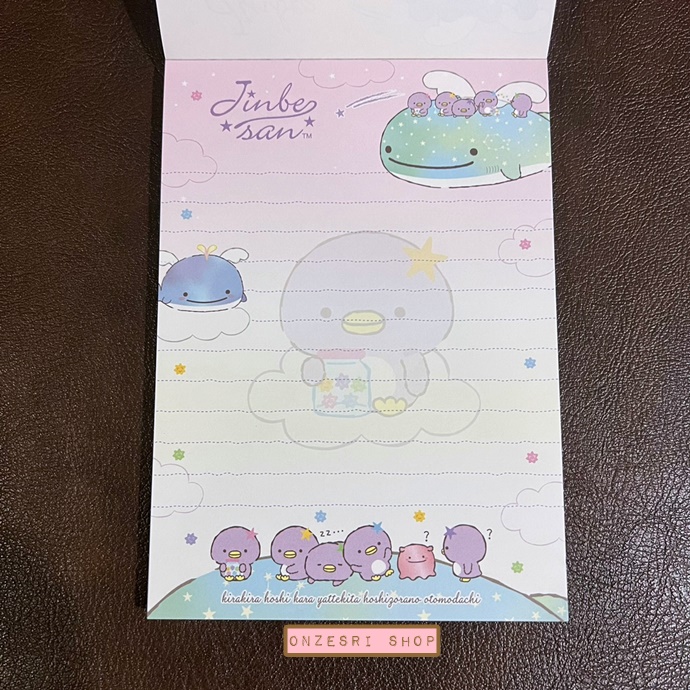 สมุดฉีก Jinbesan & Hoshizora Penguin แบบขอบสีชมพู ขนาด 14.8 x 10.5 ซม. มี 4 ลาย รวม 100 แผ่น