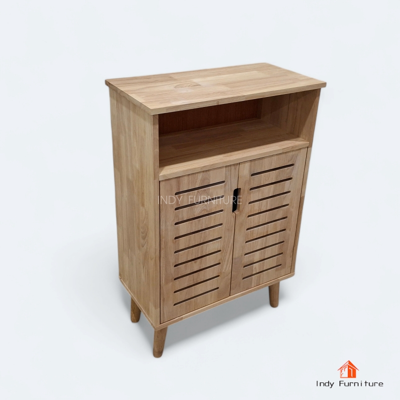 Indy Furniture ตู้อเนกประสงค์ ตู้วางรองเท้า ตู้เก็บผ้าพับ รุ่น Airflow สีธรรมชาติ