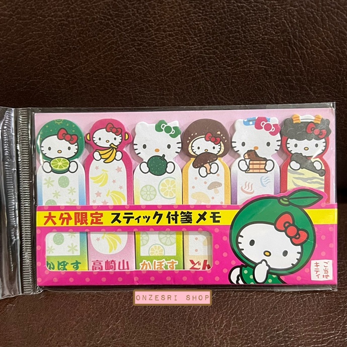 กระดาษโน้ตมีกาว Sticky Index Note ลาย Hello Kitty จาก Oita ลายมะนาว ขนาด 5.5 x 1.6 ซม. มี 6 ลาย รวม 90 แผ่น