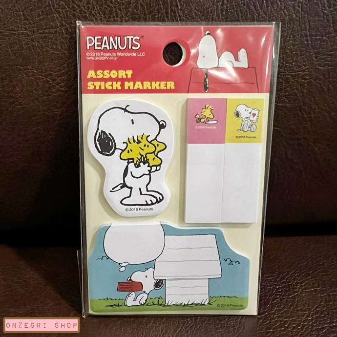 Assort Stick Marker ลาย Snoopy Home เป็นกระดาษมีกาว ใช้คั่นหนังสือ หรือจดด้านในได้ ขนาด 10.5 x 6.5 ซม. มี 4 ลาย รวม 80 แผ่น
