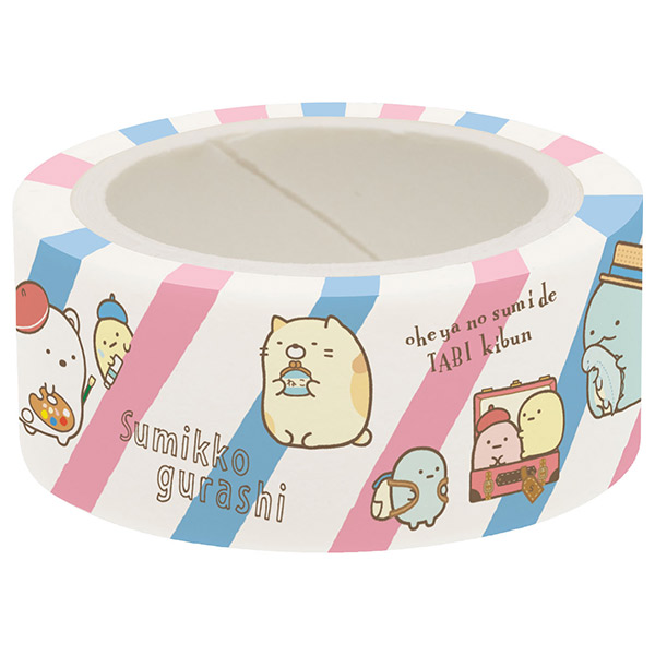 เซ็ต Chara Tape ลาย Sumikko Gurashi Travel กล่องสีฟ้า เป็นเทปตกแต่ง 3 ลาย ขนาดม้วนละ 1.5 ซม. x 5 ม.
