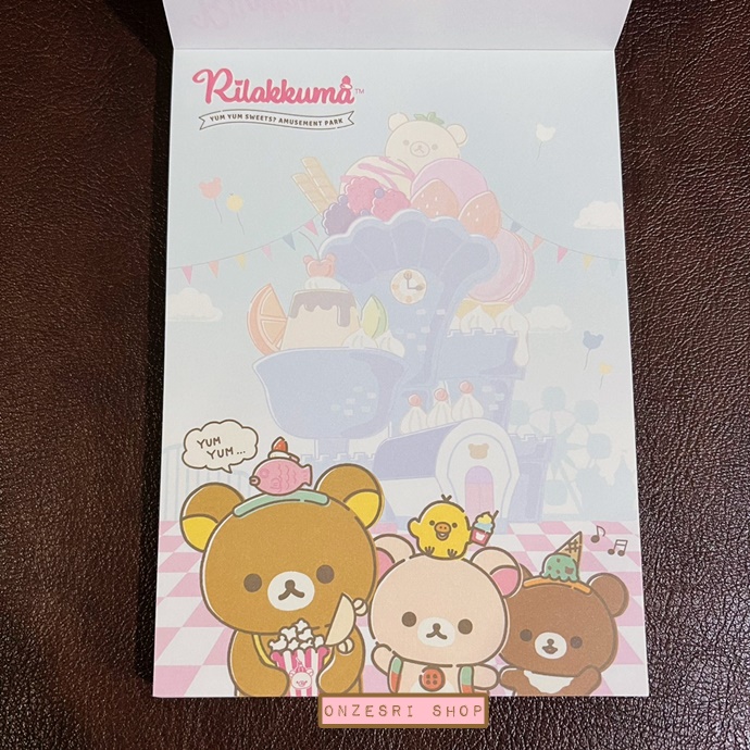 สมุดฉีก Rilakkuma Yum Yum Sweets? Amusement Park แบบสีฟ้า ขนาด 14.8 x 10.5 ซม. มี 4 ลาย รวม 100 แผ่น