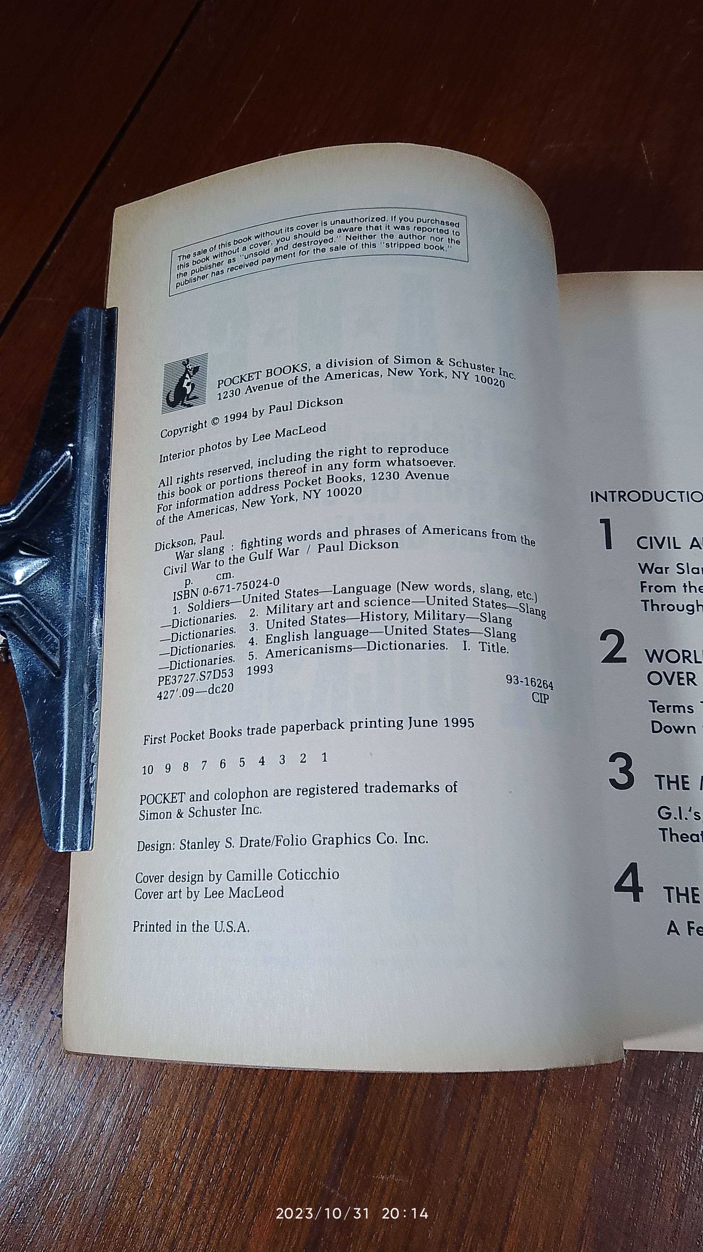 WAR SLANG / PAUL DICKSON