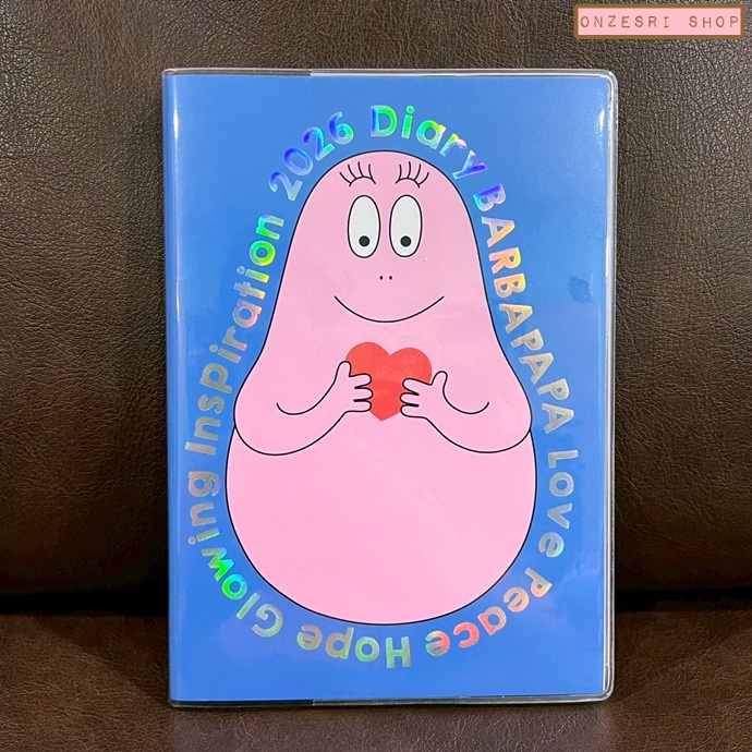 สมุด 2026 Schedule Book เล่มหนา B6 ลาย Barbapapa สีน้ำเงิน ขนาด 13.5 x 18.8 x 1.3 ซม. (144 หน้า) มีให้จดตั้งแต่เดือน 12/2025 - 12/2026 เป็นปฎิทินแบบ monthly & weekly