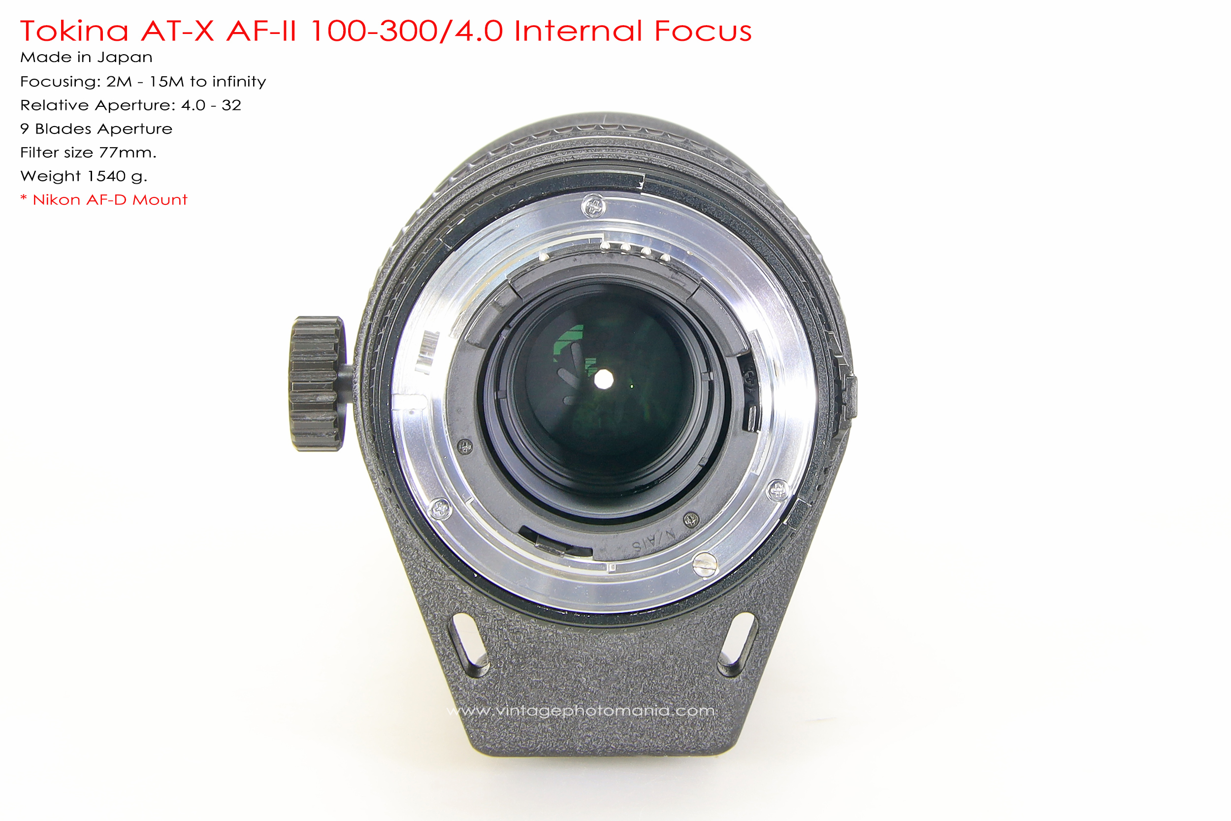 Tokina AT-X AFII 100-300/4.0 Internal Focus *Nikon AF-D Mount เลนส์ซูมซูเปอร์เทเลสายถ่ายนกเอฟกว้าง