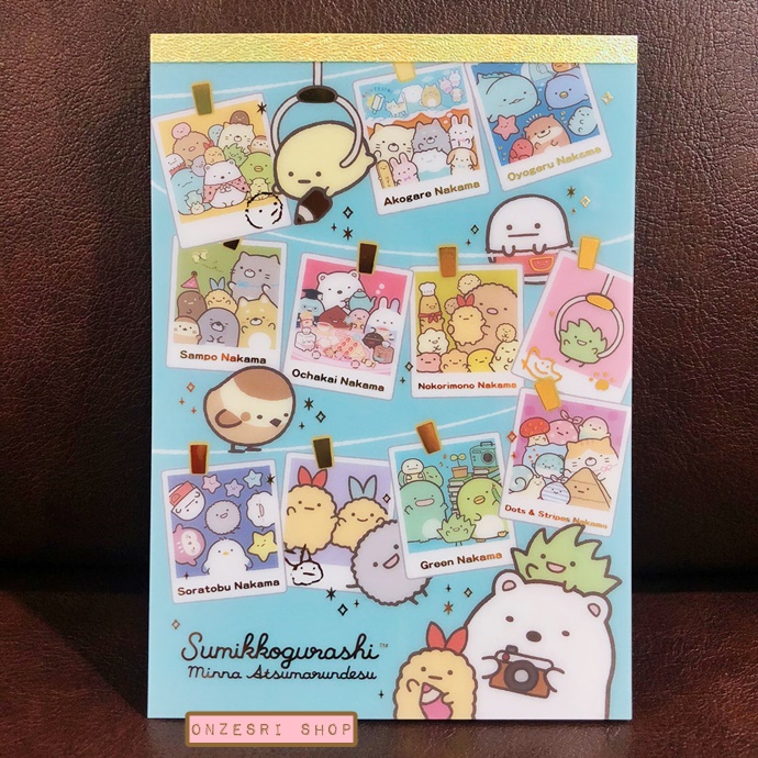 สมุดฉีก Sumikko Gurashi - Everyone Gathers แบบสีฟ้า ขนาด 14.8 x 10.5 ซม. มี 4 ลาย รวม 100 แผ่น
