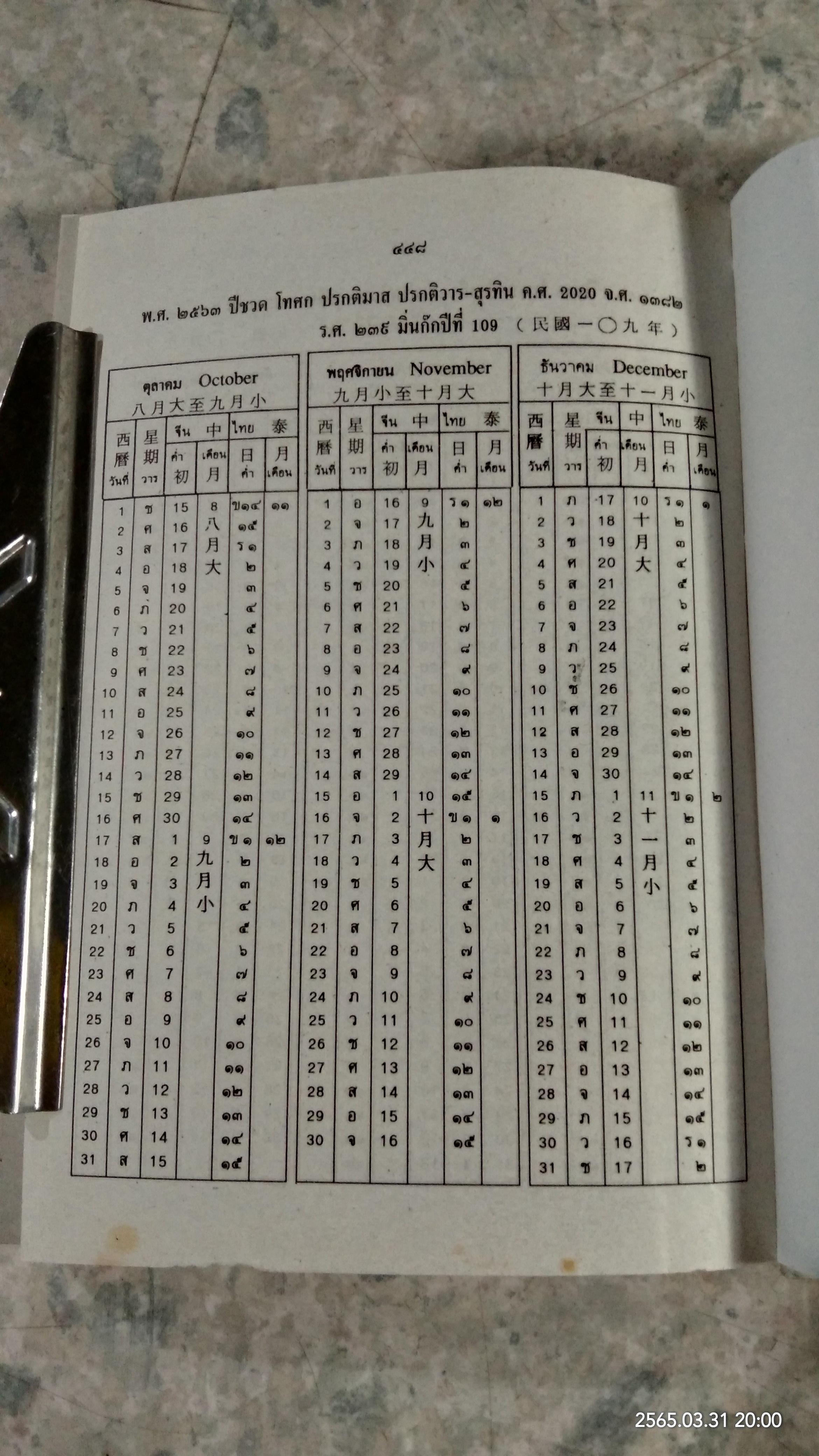 ปฏิทิน 100 ปี เทียบ 3 ภาษา / จำลอง พิศนาคะ