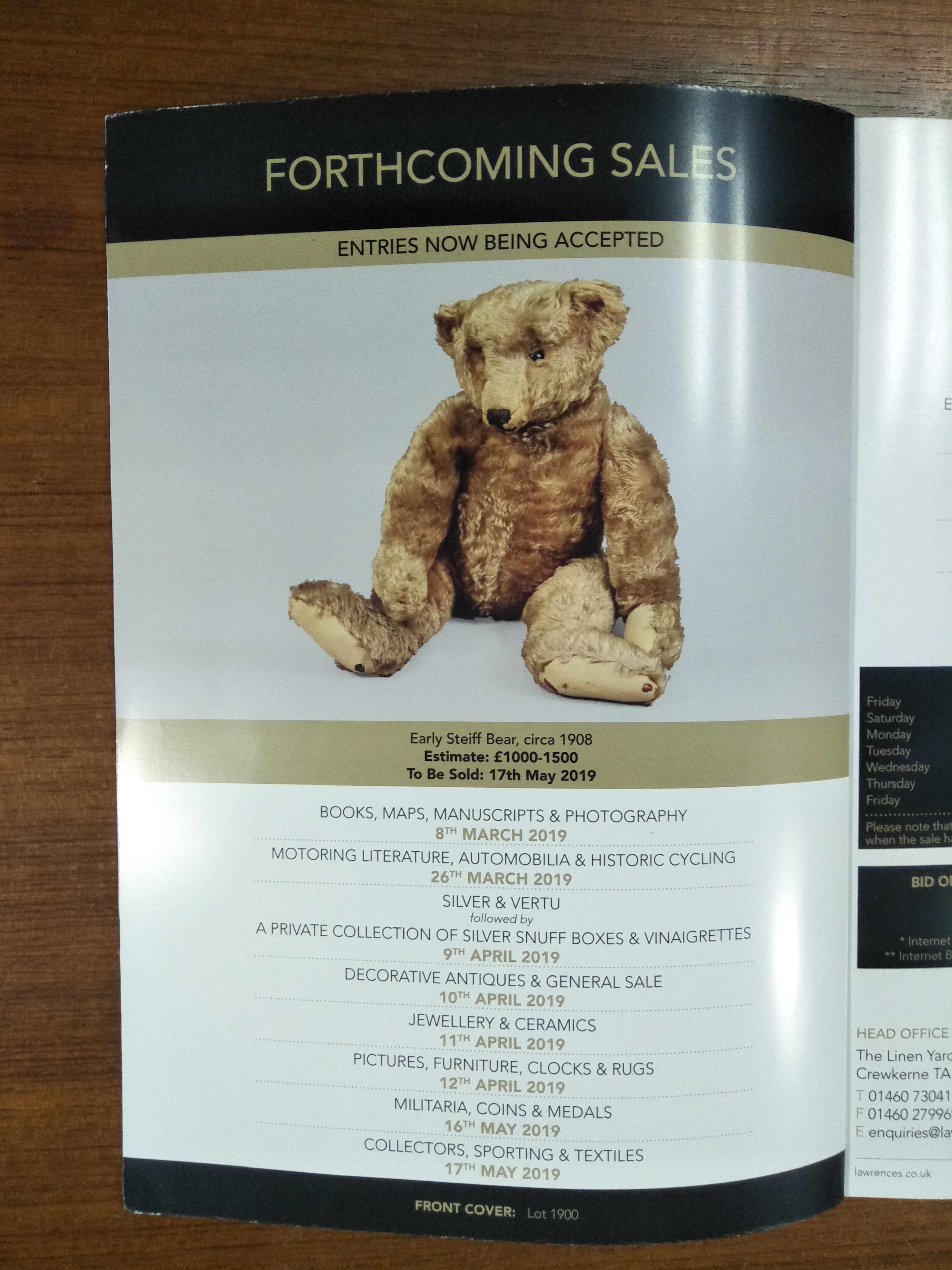 LAWRENCES : 15th,17th & 18th JANUARY 2019