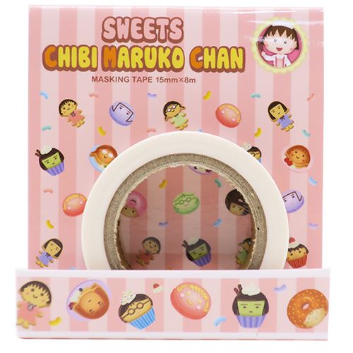 Masking Tape เทปตกแต่งจากญี่ปุ่น ลาย Chibi Maruko Sweets ขนาด 1.5 ซม. ยาว 8 ม.