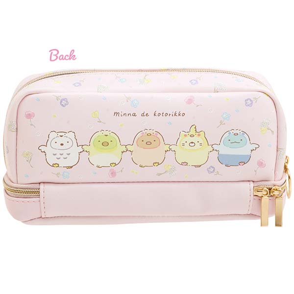 กระเป๋า Sumikko Gurashi Minna de Kotorikko Pen Pouch สีชมพู ใส่ของได้ 2 ชั้น ขนาด 10 x 18.5 x 5.5 ซม.
