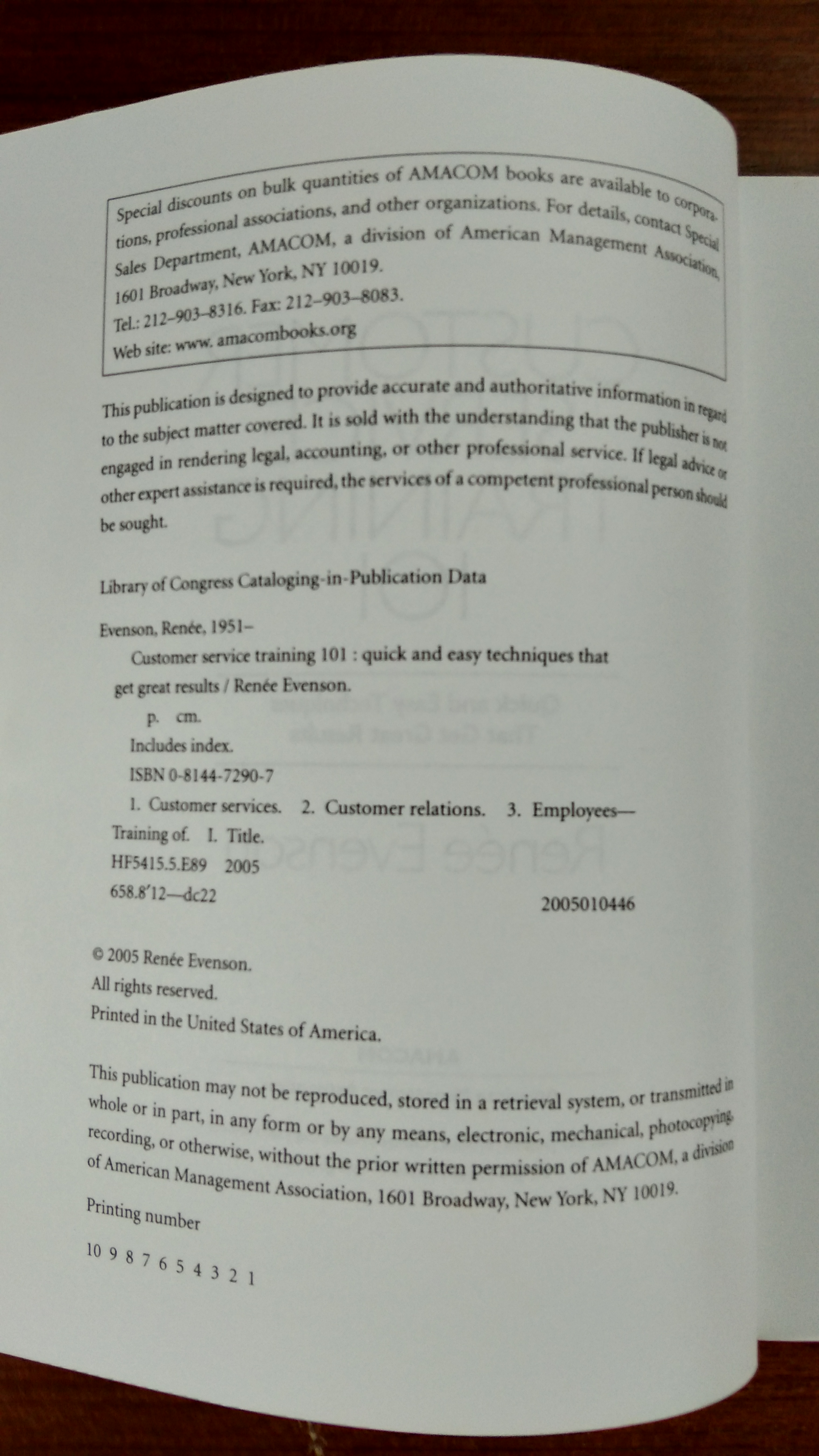 CUSTOMER SERVICE TRAINING 101 / EVENSON