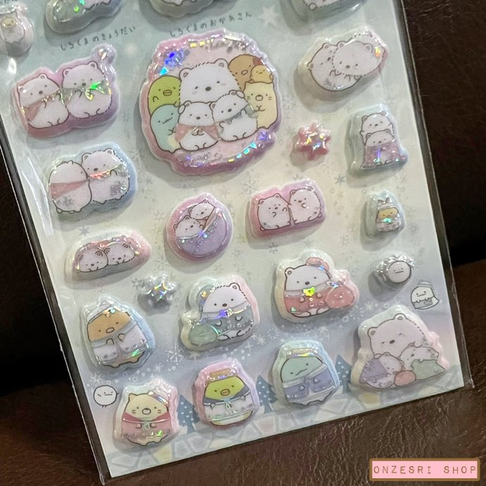สติกเกอร์แบบนูน Sumikko Gurashi Shiro Kuma Hometown Funi Funi Sticker ขนาด 20 x 9.5 ซม. มี 2 แบบให้เลือก