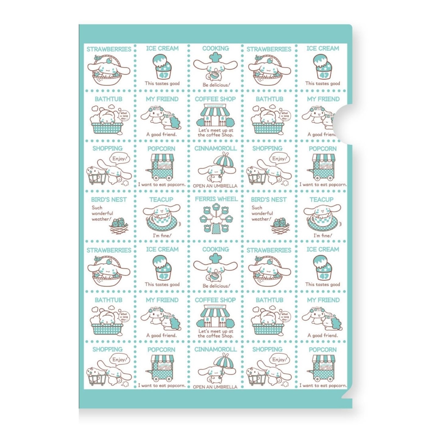 แฟ้ม A4 แบบ 1 ช่อง Sanrio Nostalgic Pattern แบบ Cinnamoroll ทำเป็นลายย้อนยุค