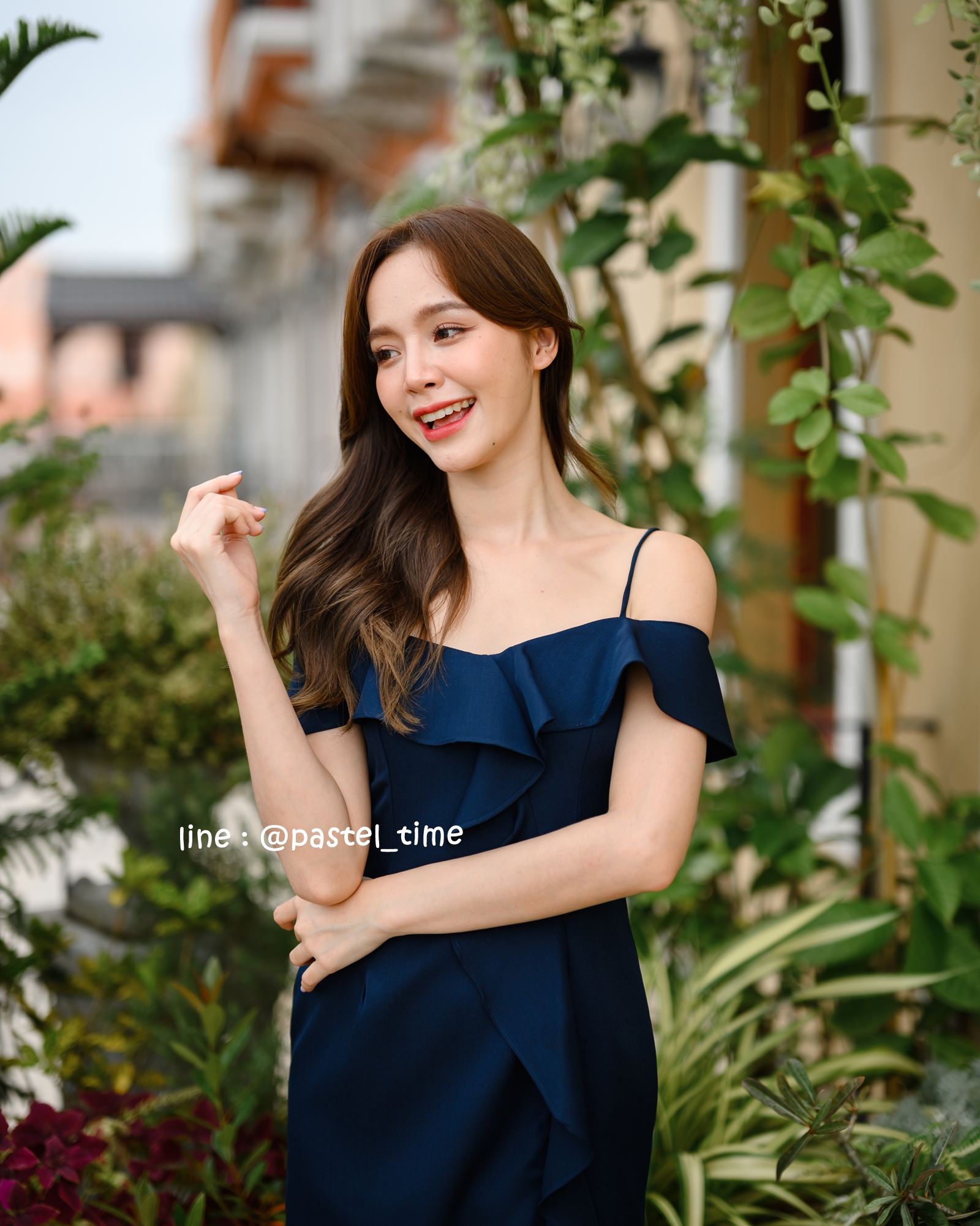 Kathy Off Shoulder Dress - สีกรม **มีแต่S**
