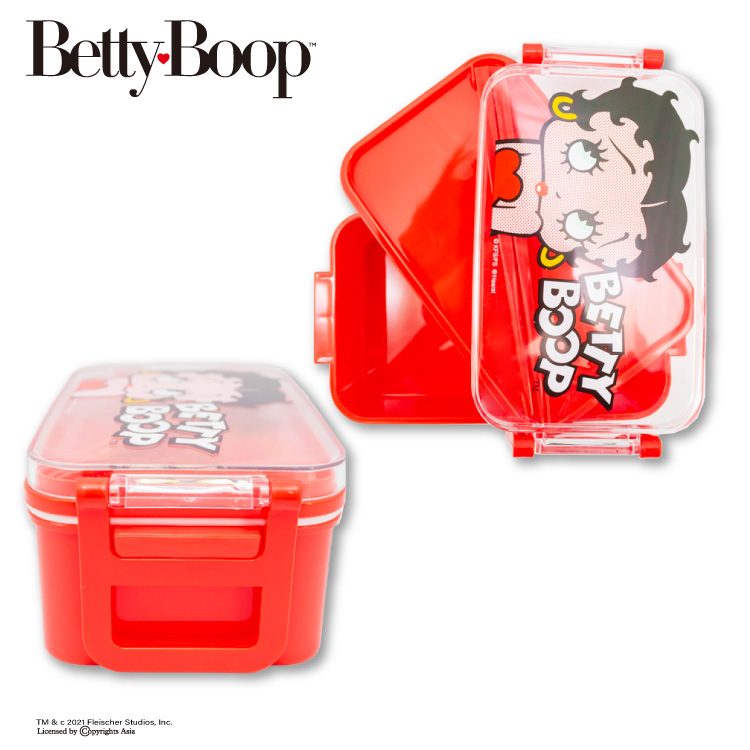 กล่องข้าวพร้อมตะเกียบ ลาย Betty Boop สีแดง ขนาด 10.2 x 18 x 7 ซม.