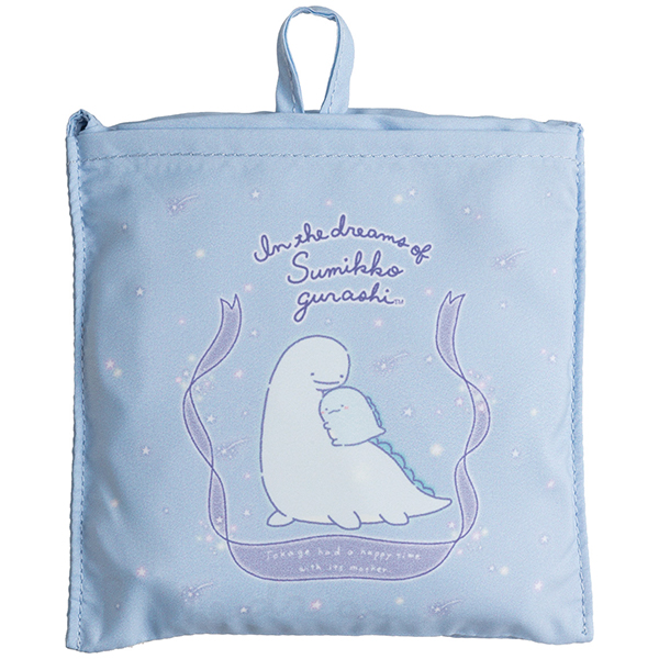 กระเป๋า Eco Bag ลาย Sumikko Gurashi Shopping Bag แบบ Tokage & Mom สีฟ้า พับได้ พกพาสะดวก ขนาด 63 x 38.5 ซม. / พับแล้วเหลือ 15 x 14 ซม.