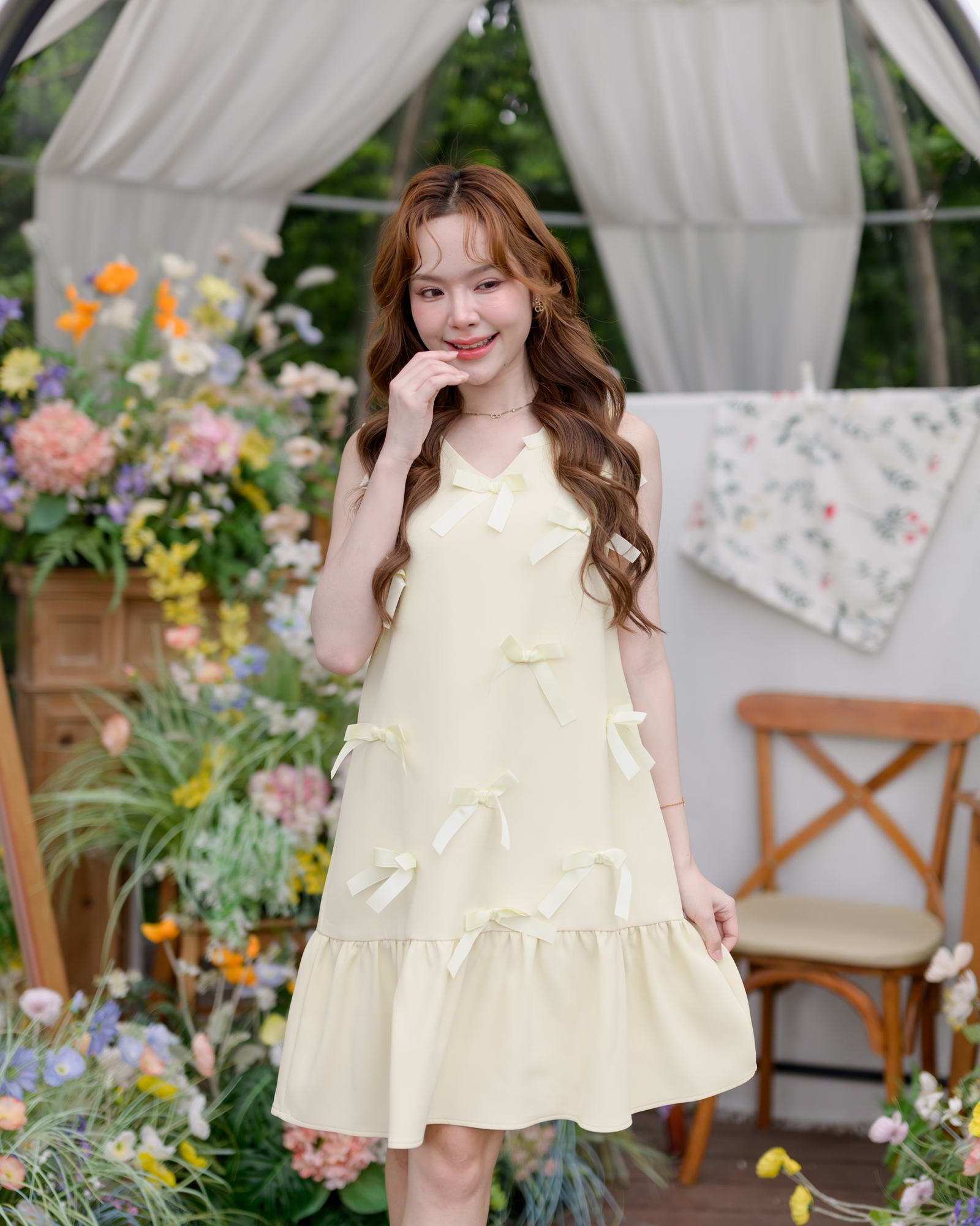 Bow me softly dress : สีเหลืองอ่อน
