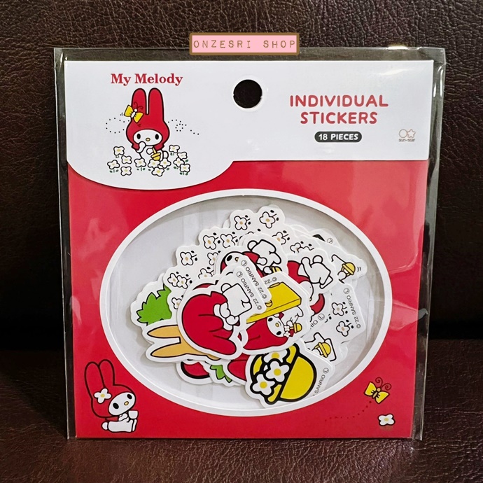 สติกเกอร์ Sanrio Characters Retro Collection แบบ My Melody มี 2 ขนาดในแพ็ค ขนาด 6 x 6 ซม. / 2.5 x 2.5 ซม. รวม 18 ชิ้น