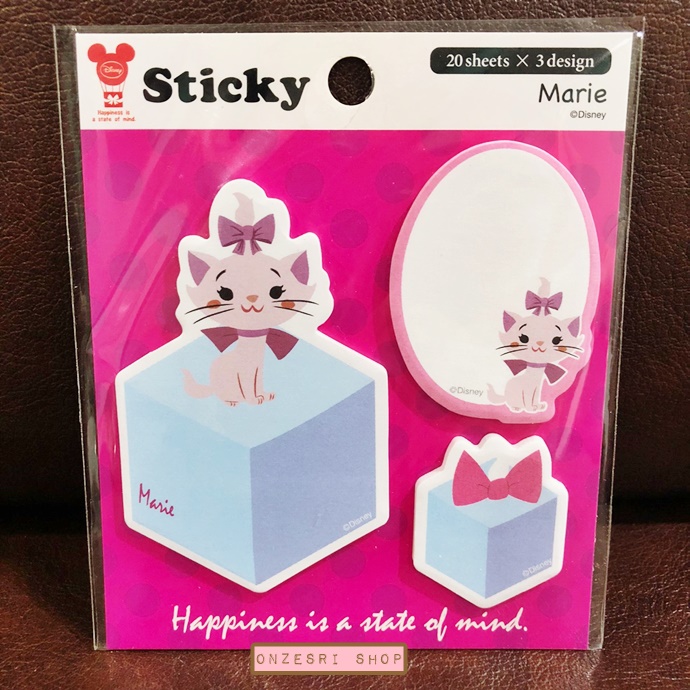 Sticky Note Marie Disney Japan กระดาษโน้ตมีกาวลายแมว Marie มี 3 ลาย รวม 60 แผ่น