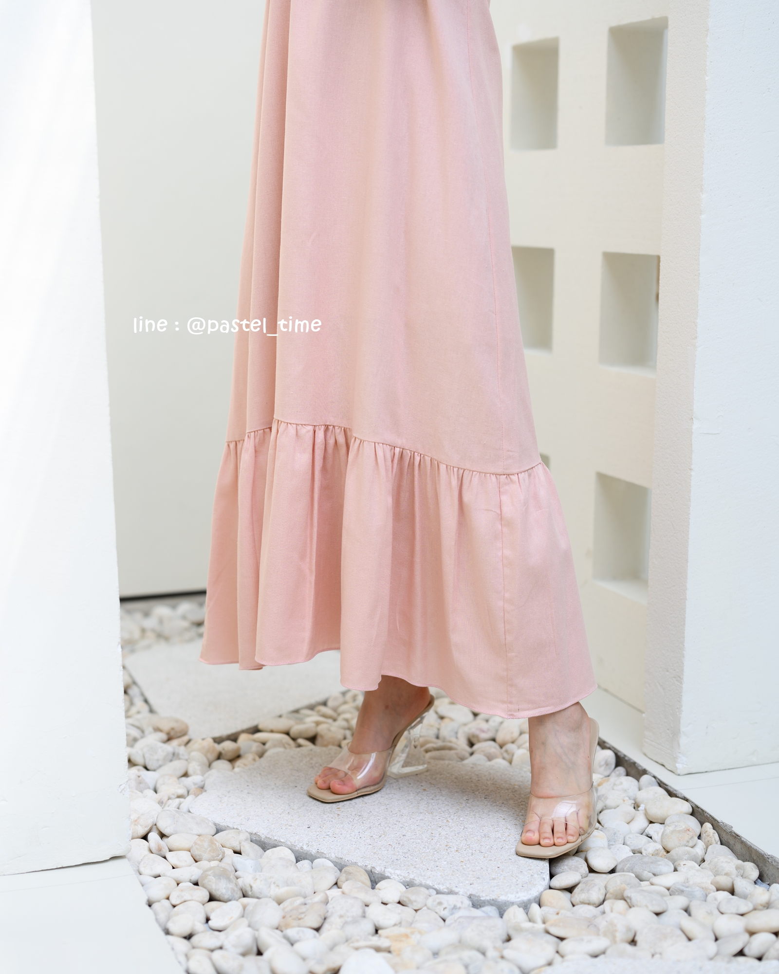 Clio Vest Linen Maxi dress - สีชมพู