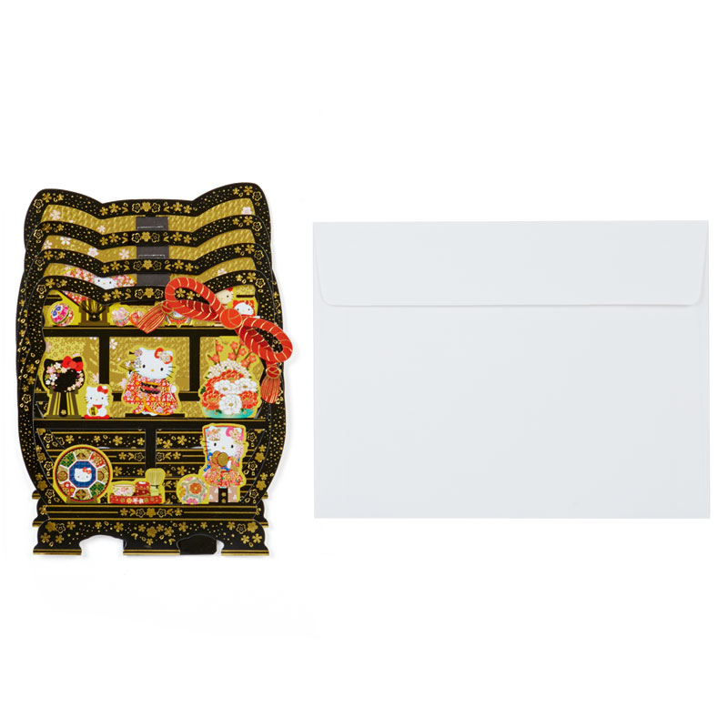 Sanrio Card - Pop up ลาย Hello Kitty Japan Round Shelf (Japan Limited) ด้านหลังเขียนได้ มาพร้อมซองลายน่ารัก ขนาด 12.8 x 0.5 x 17.2 ซม.