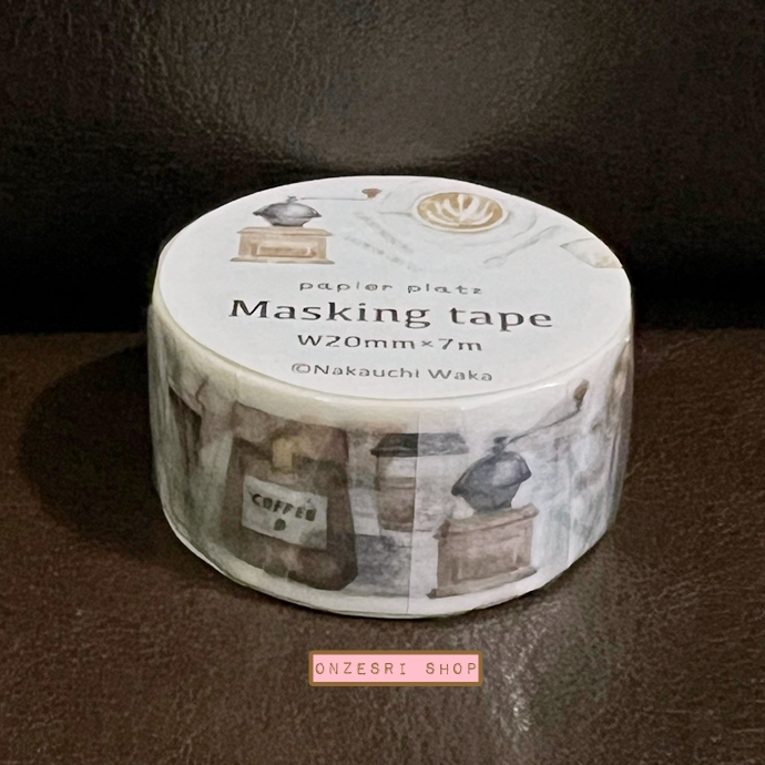 Masking Tape Papier platz เทปตกแต่งจากญี่ปุ่น จาก Nakauchi Waka ลาย Coffee ขนาด 2 ซม. x 7 ม.