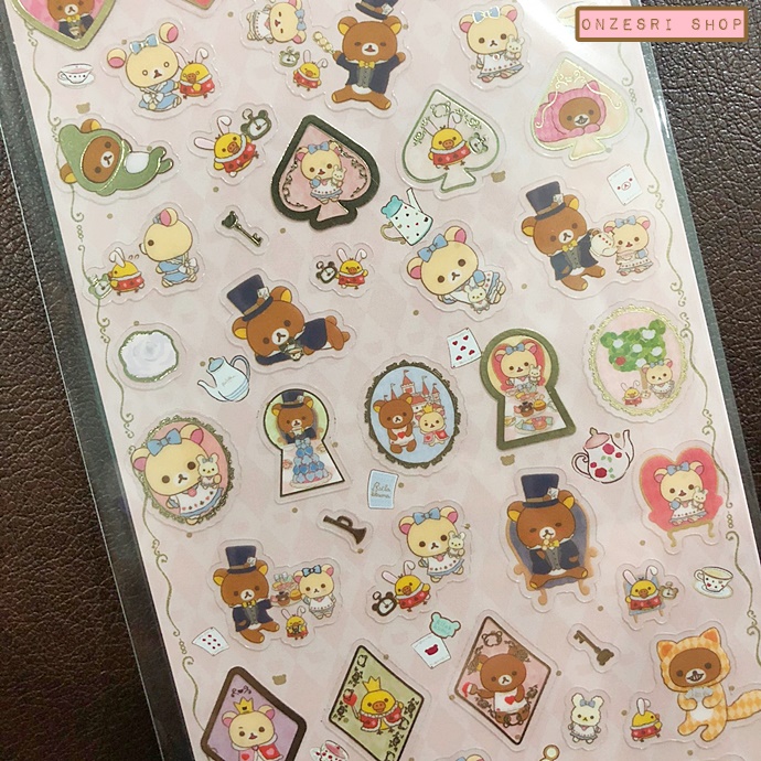 สติกเกอร์ Rilakkuma Wonderland Sticker (Limited) แบบสีชมพู ขนาด 19.5 x 9 ซม.